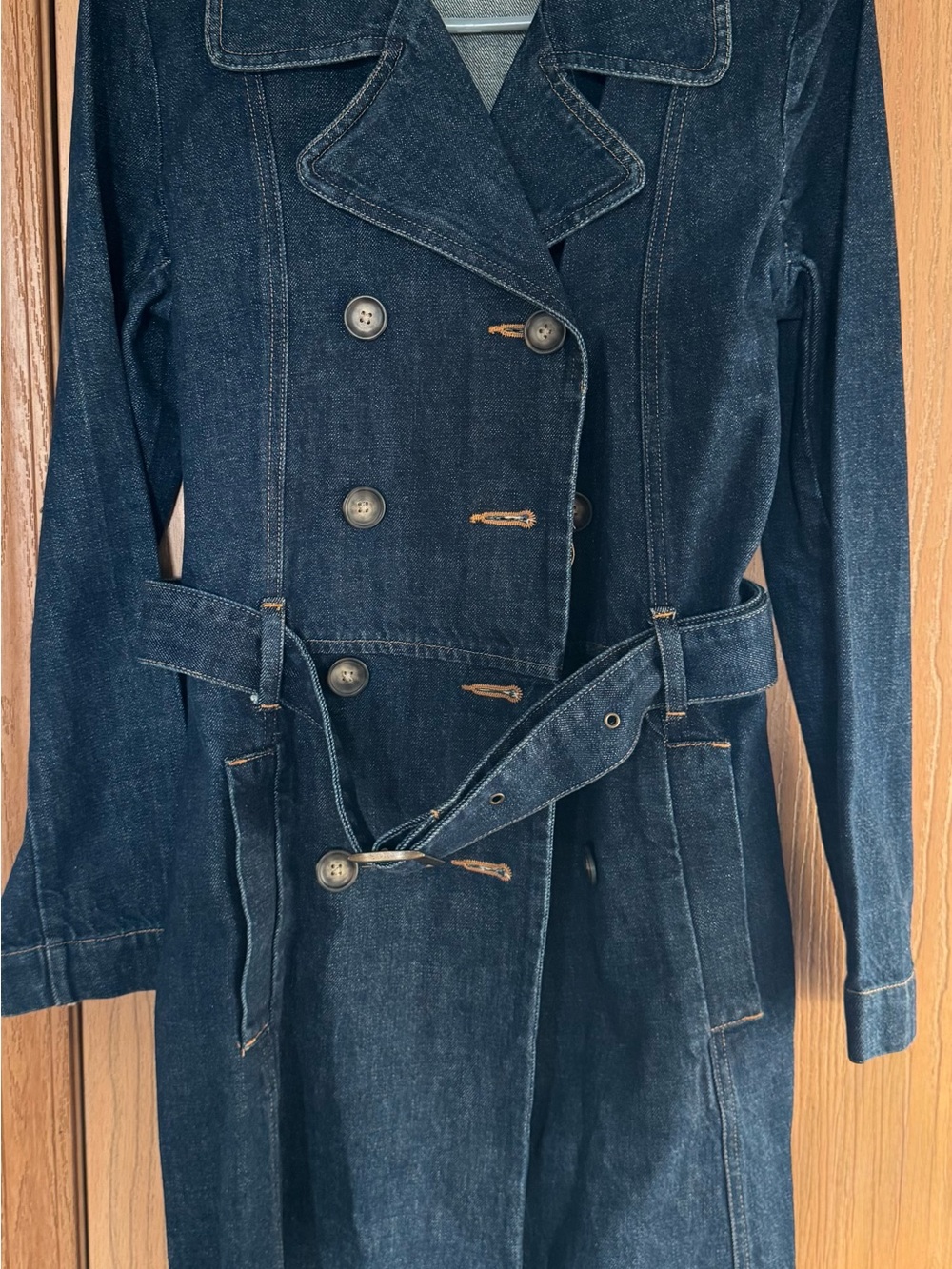 Old Navy Dark Blue Denim Trench Coat with Belt